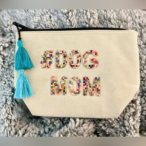 Fallon & Royce Makeup Clutch Bag Canvas Waterproof Lining “#DOG MOM NWOT